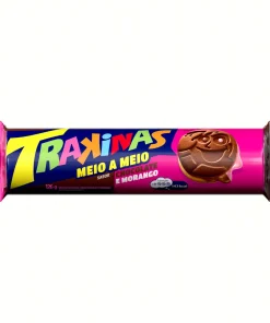 Biscoito Recheado Trakinas Meio a Meio Chocolate e Morango 126g